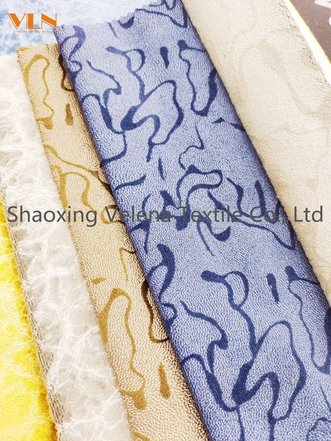 China Manufacturer Polyester Holland Velvet with Glue Emboss Foil Bronzing Upholstery Textile Furniture Furnishing Dubai Fabric