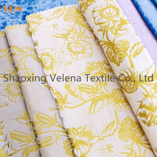 Chine Fabricant Polyester Holland Velvet avec Colle Emboss Foil Bronzing Upholstery Textile Furniture Furnishing Dubai Fabric