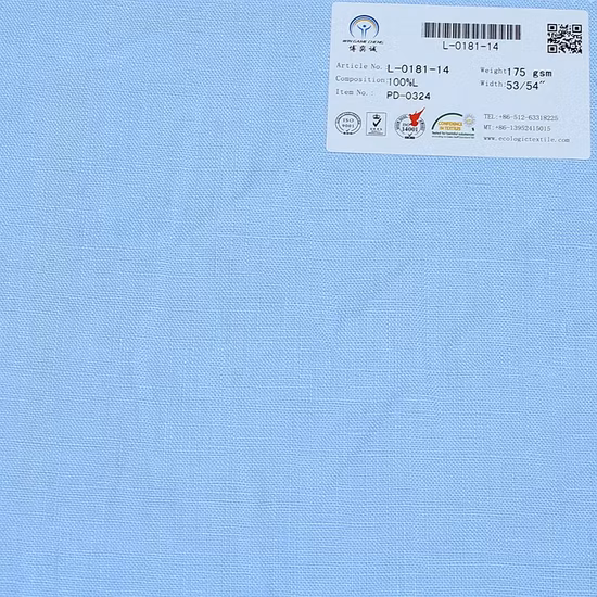 Tissu tissé en lin pur teint uni de haute qualité pour chemise